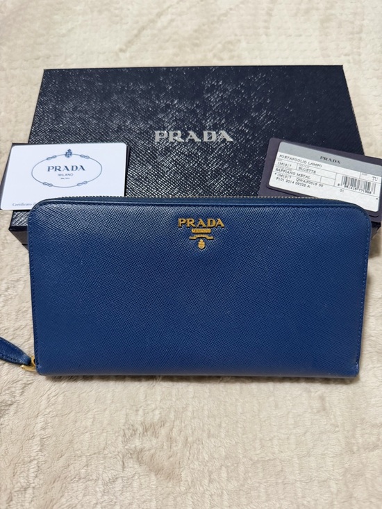 Prada Handbags - Prada Saffiano Continental Wallet in Bluette Navy